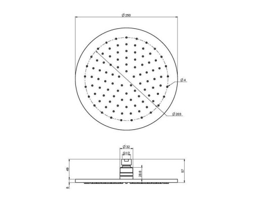 Fima Carlo Frattini Wellness Верхний душ, Oslash;25см., цвет: брашированный шампань. F2621/2HS